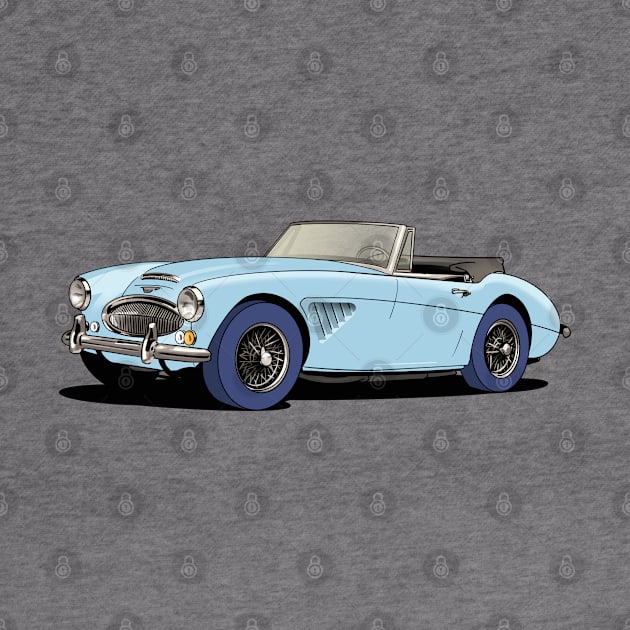 Austin-Healey 3000 British sports car in blue by Webazoot